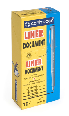 Линер Document, 0,1 мм, синий, пластмассовое острие, металлическая обойма