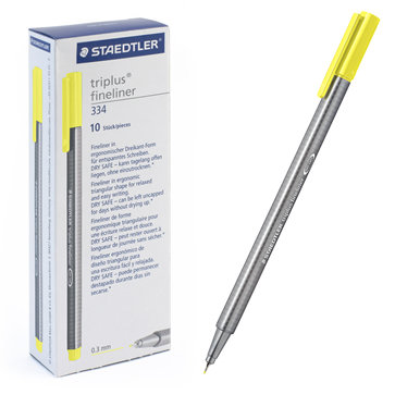 Ручка капиллярная Triplus, трехгранный пластиковый корпус, 0,3 мм, цвет чернил: светло-желтый