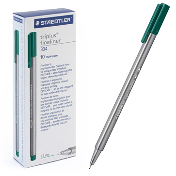 Ручка капиллярная Triplus, трехгранный пластиковый корпус, 0,3 мм, цвет чернил: морской зеленый