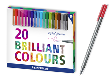 Ручки капиллярные Triplus 334 набор 20 цветов, трехгранные, толщина линии 0,3 мм