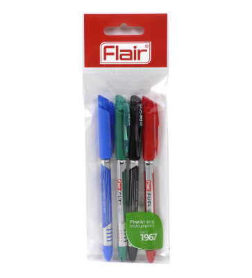 Набор гелевых ручек Flair FUEL, 4 шт.: синяя, черная, красная, зеленая