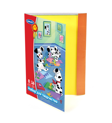 Набор для творчества "Далматинцы", А4, картон мелованный, 8 цветов, цветная бумага, 16 цветов