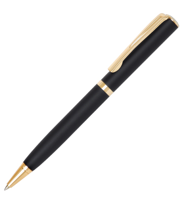 Ручка шариковая Golden Eve, черный металлический корпус, цвет чернил: синий 