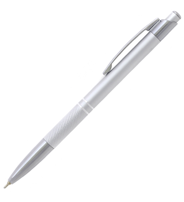 Автоматическая шариковая ручка Miami, серебряный металлический корпус, цвет чернил: синий