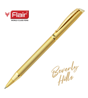 Ручка шариковая Beverlly Hills, золотой металлический корпус, цвет чернил: синий